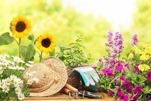 Gardener handling tools and materials with care