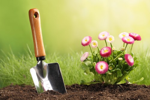 Winter garden maintenance in Malden Rushett with protected plants and clean paths